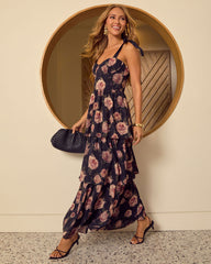 Blush Horizon Tiered Bustier Maxi Dress