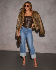 Modern Muse Strapless Leather Top