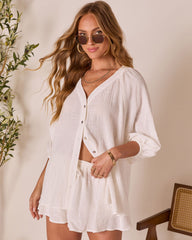 Rhodes Ruched Button Down Blouse