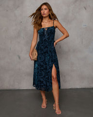 Only Yours Mesh Burnout Velvet Midi Dress