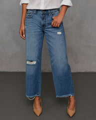 Olsen Distressed Barrel Jeans