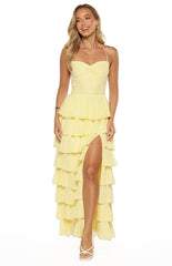 Georgie Yellow Ruffle Maxi Dress