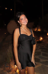 Jazzy Black Contrast Rhinestone Mini Dress