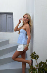 Klee Light Blue Strapless Tie Back Top