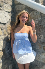 Klee Light Blue Strapless Tie Back Top