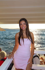 Let Go Baby Pink Ruched Mini Dress
