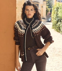 HUE CARDIGAN -- BRUN ABERDEEN FAIR ISLE