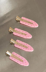 Juno Pink Polka Dot 4 Pack Non Crease Hair Clips