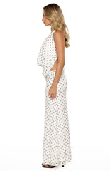 Rozie White Polka Dot Mesh Maxi Skirt