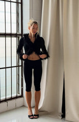 Violetta Black Fur Trim Knit Cardigan