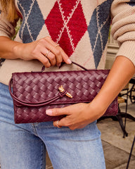 Porta Woven Leather Top Handle Clutch