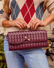 Porta Woven Leather Top Handle Clutch