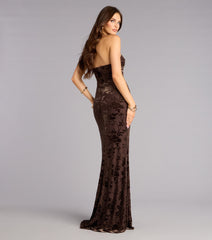 Kilah Flocked Velvet Mermaid Dress