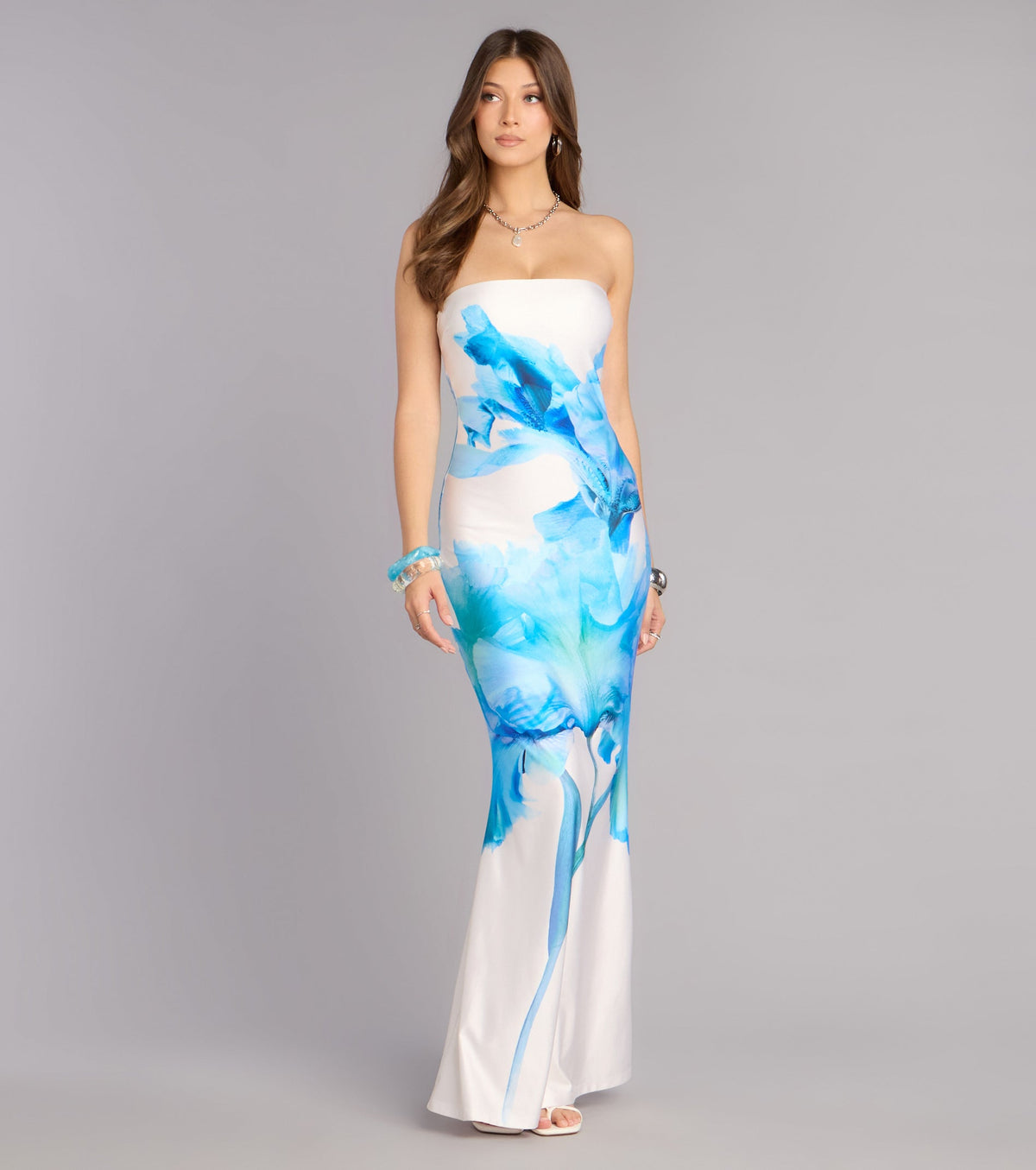 Emmy Floral Cutout Formal Dress