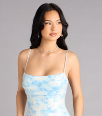 Justina Sequin Floral Formal Dress