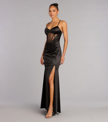Ruth Satin Corset Slit Formal Dress