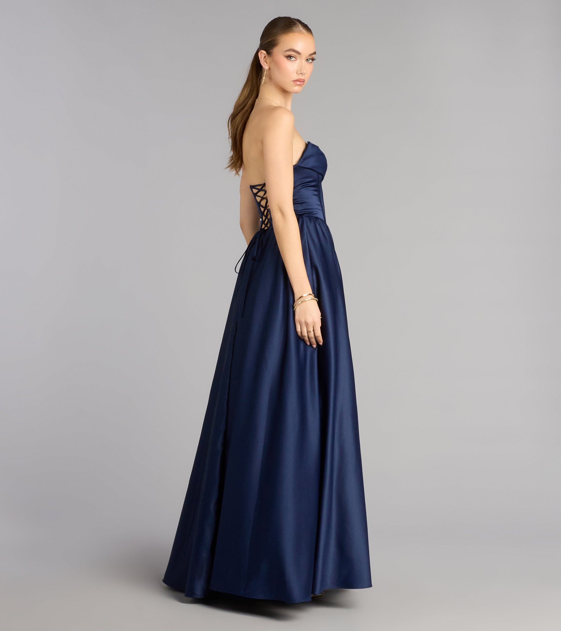 Ivana Satin Ball Gown With Pockets