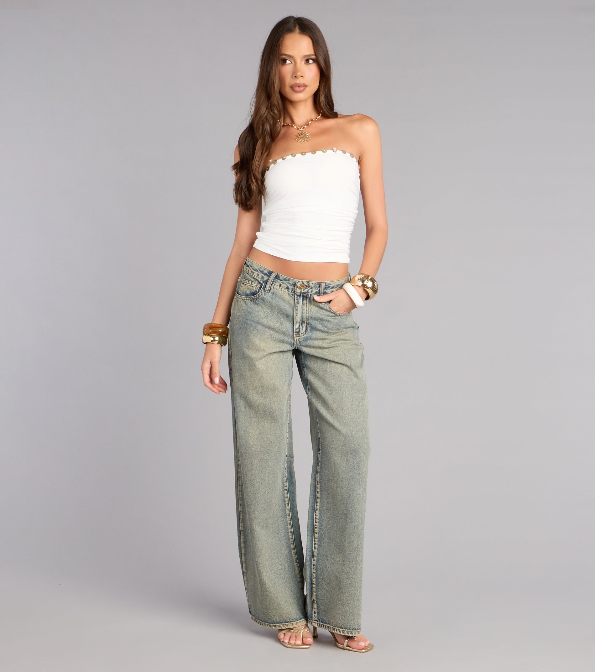 Plans Set Tube Button Crop Top