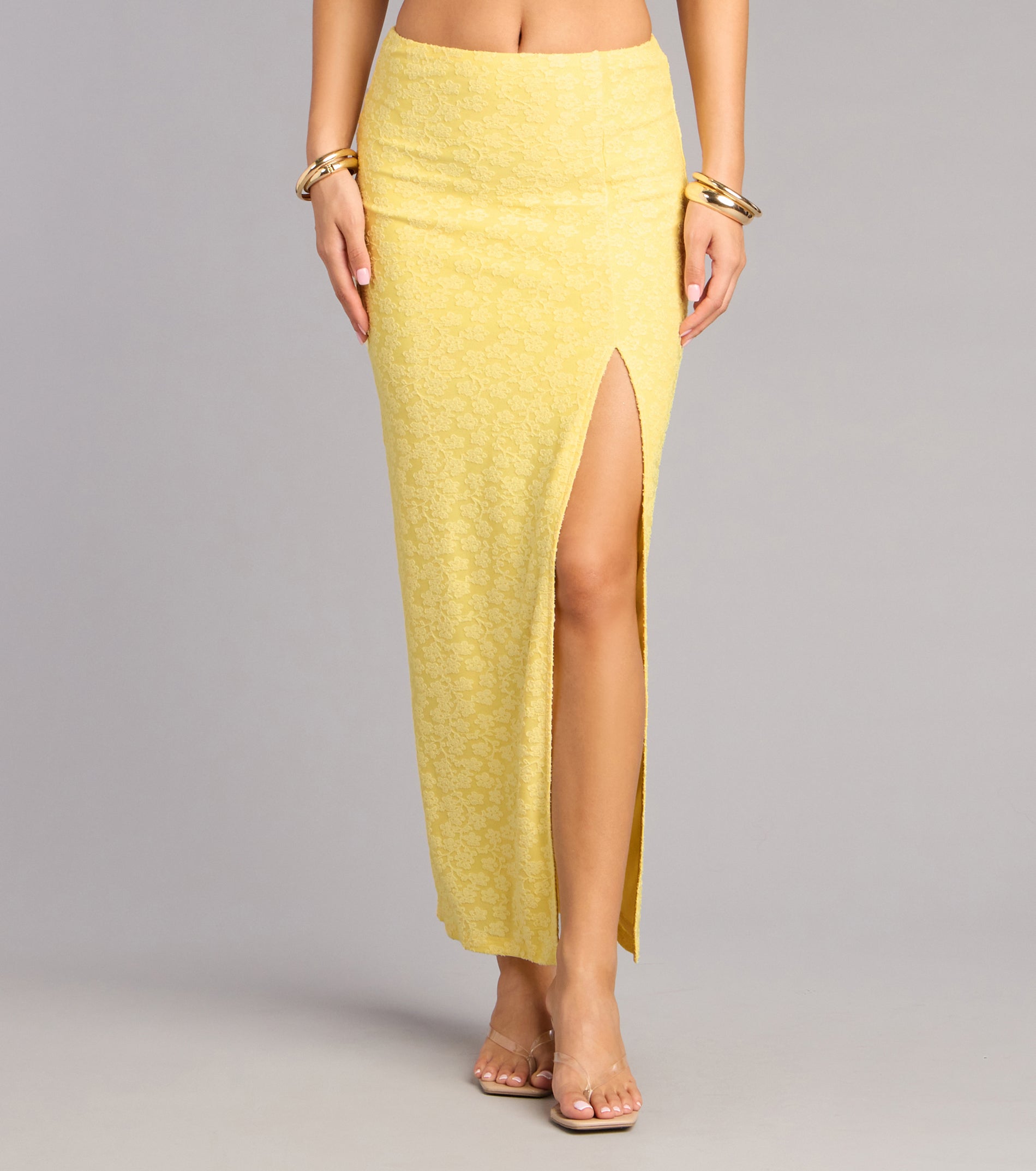 Soft Spoken Chic Flocked Lace Maxi Skirt