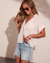 Krissy Cotton Woven Button Down Top