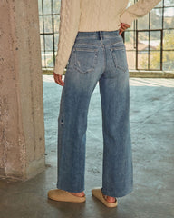Cooper Super Stretch High Rise Wide Leg Distressed Jeans