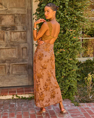 Forbidden Love Floral Print Mesh Maxi Dress