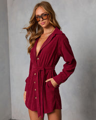 Sherna Corduroy Front Tie Mini Dress