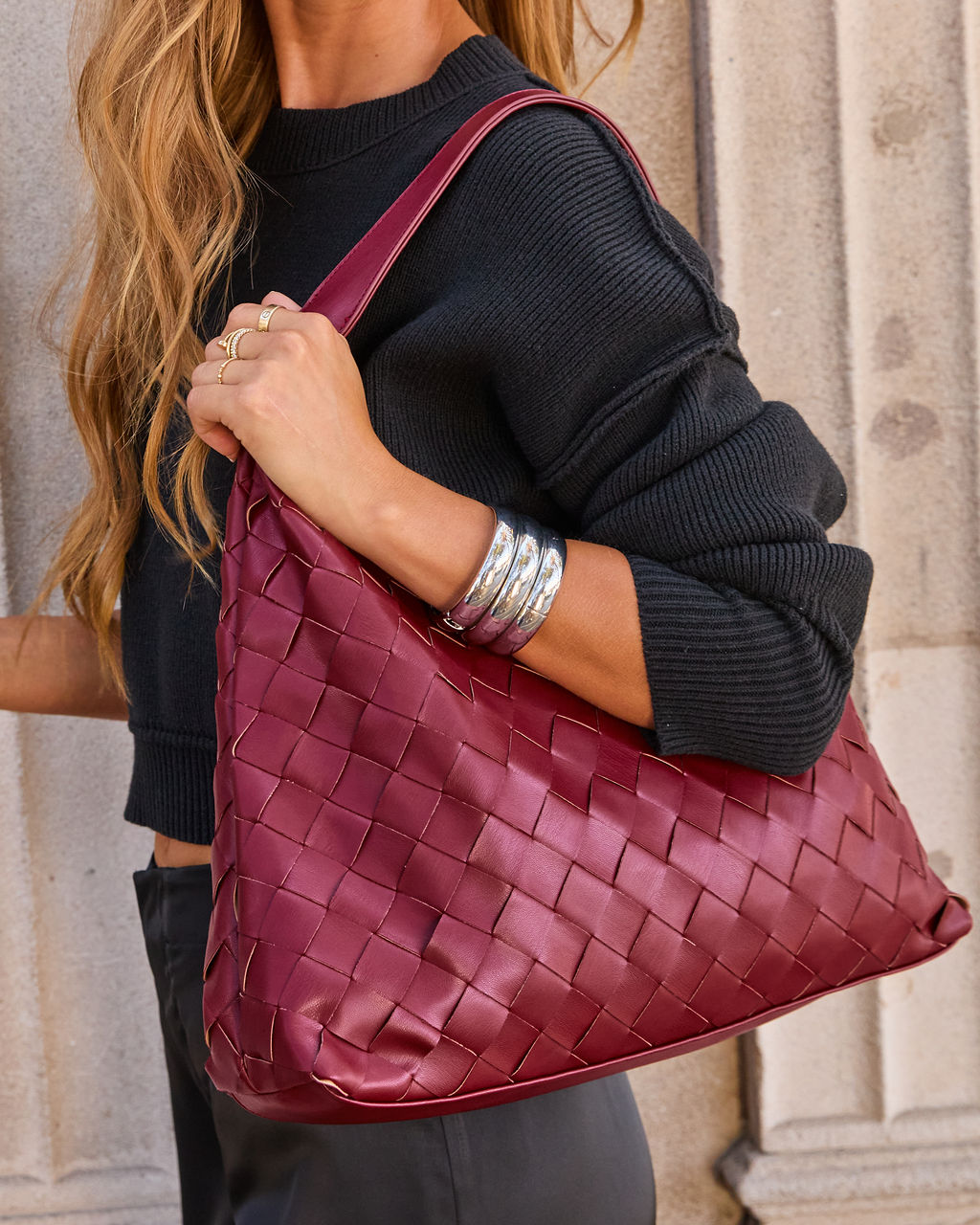 Ramina Woven Leather Shoulder Bag