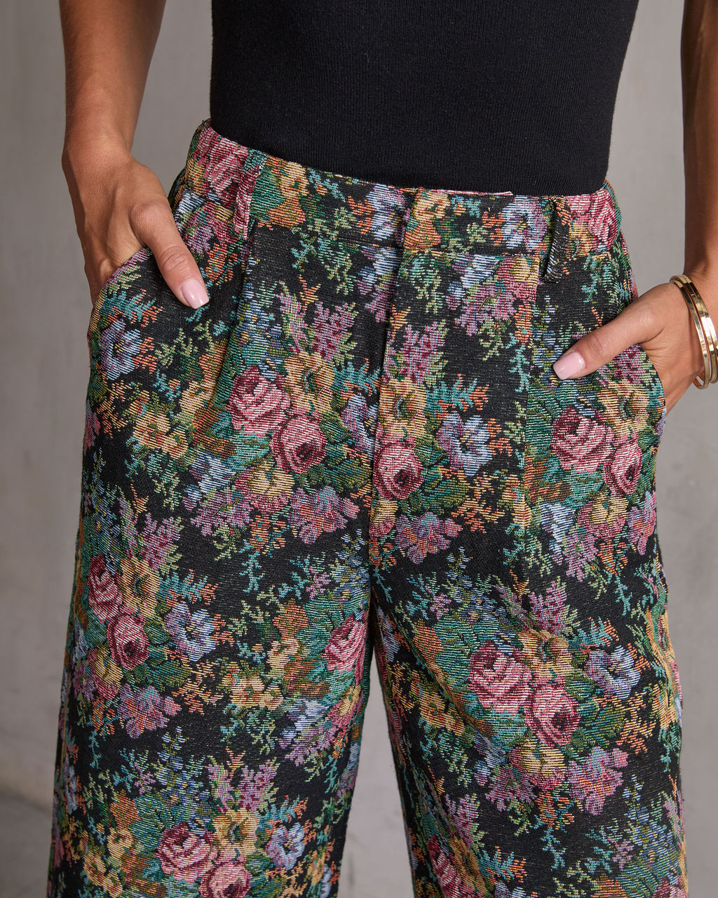 Moment In Time Floral Tapestry High Rise Pants