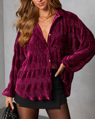 Bette Textured Velvet Button Down Top