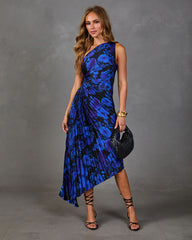 Modern Day Glam Printed One Shoulder Asymmetrical Maxi Dress