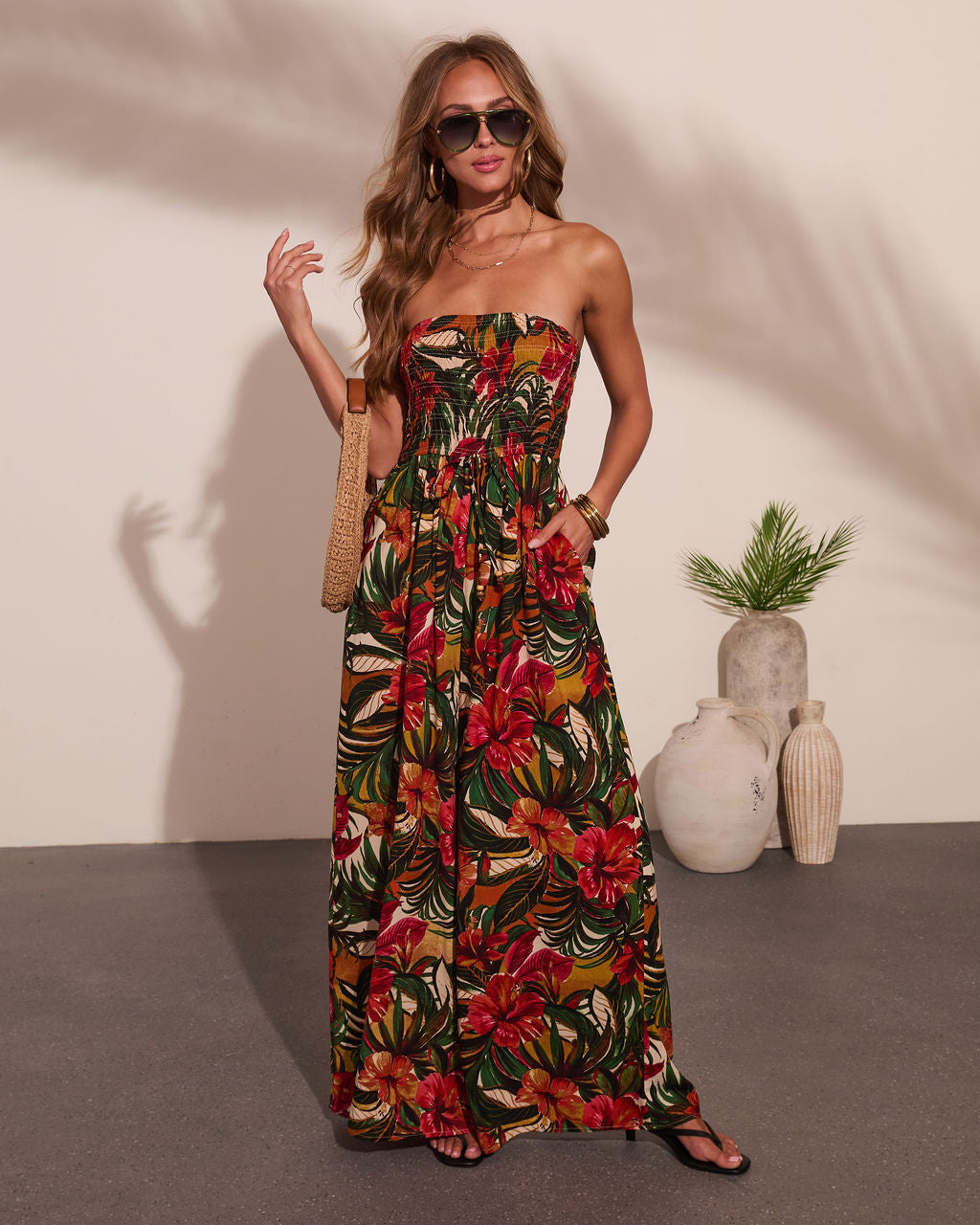 Markey Abstract Strapless Jumpsuit