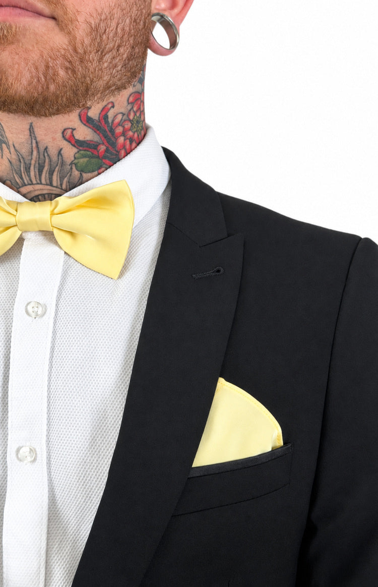 Abel Yellow Bow Tie And Pocket Square Set