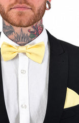Abel Yellow Bow Tie And Pocket Square Set