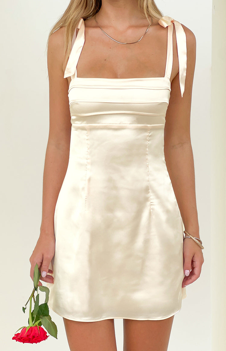 Akira Cream Tie Mini Dress