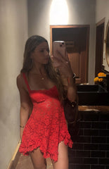 All Mine Red Lace Mini Dress
