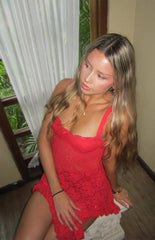 All Mine Red Lace Mini Dress