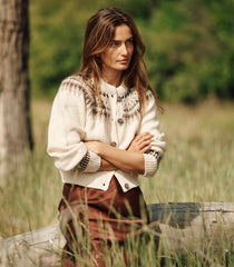 CLARKE CARDIGAN -- OATMEAL OLYMPIA FAIR ISLE