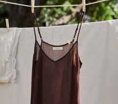 LONG DEEP V-NECK SLIP -- UMBER