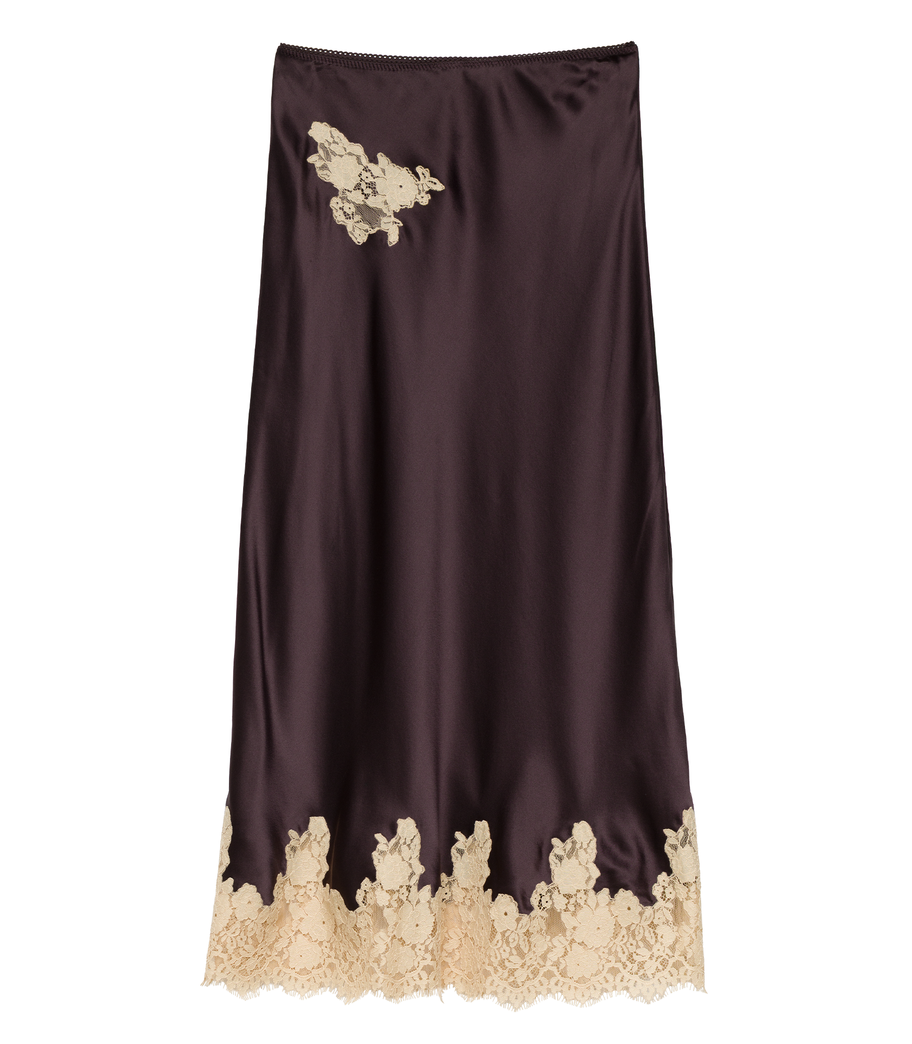 ELOWEN SKIRT -- EQUESTRIAN BROWN WITH CREAM LACE