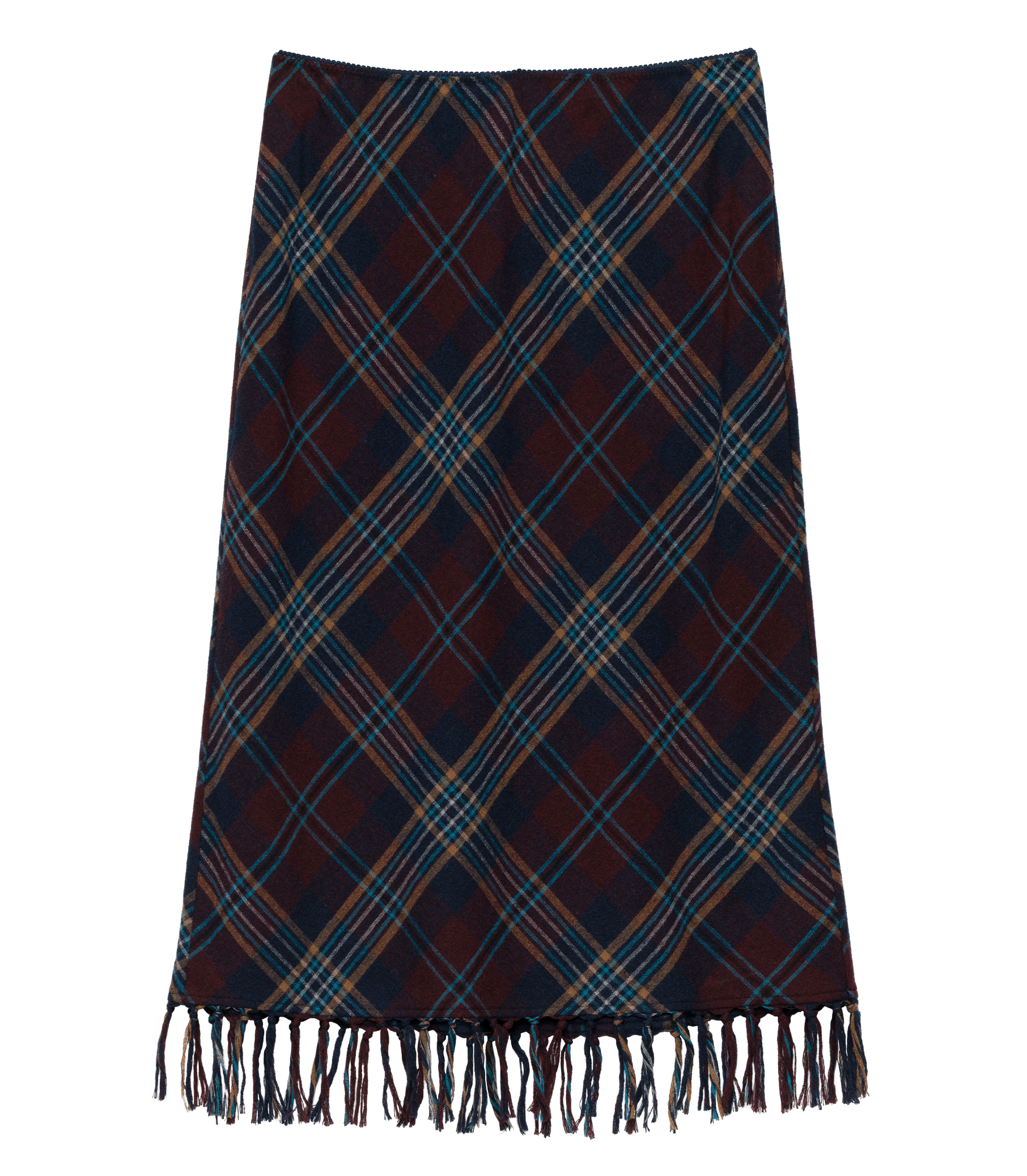 ELOWETTE KNOTTED FRINGE SKIRT -- WILLOUGHBY PLAID