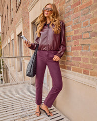 Laiken Cropped Leather Bomber Jacket