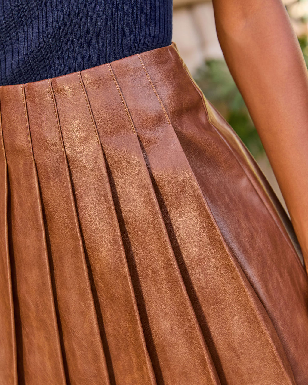 Front Runner Pleated Leather Mini Skort
