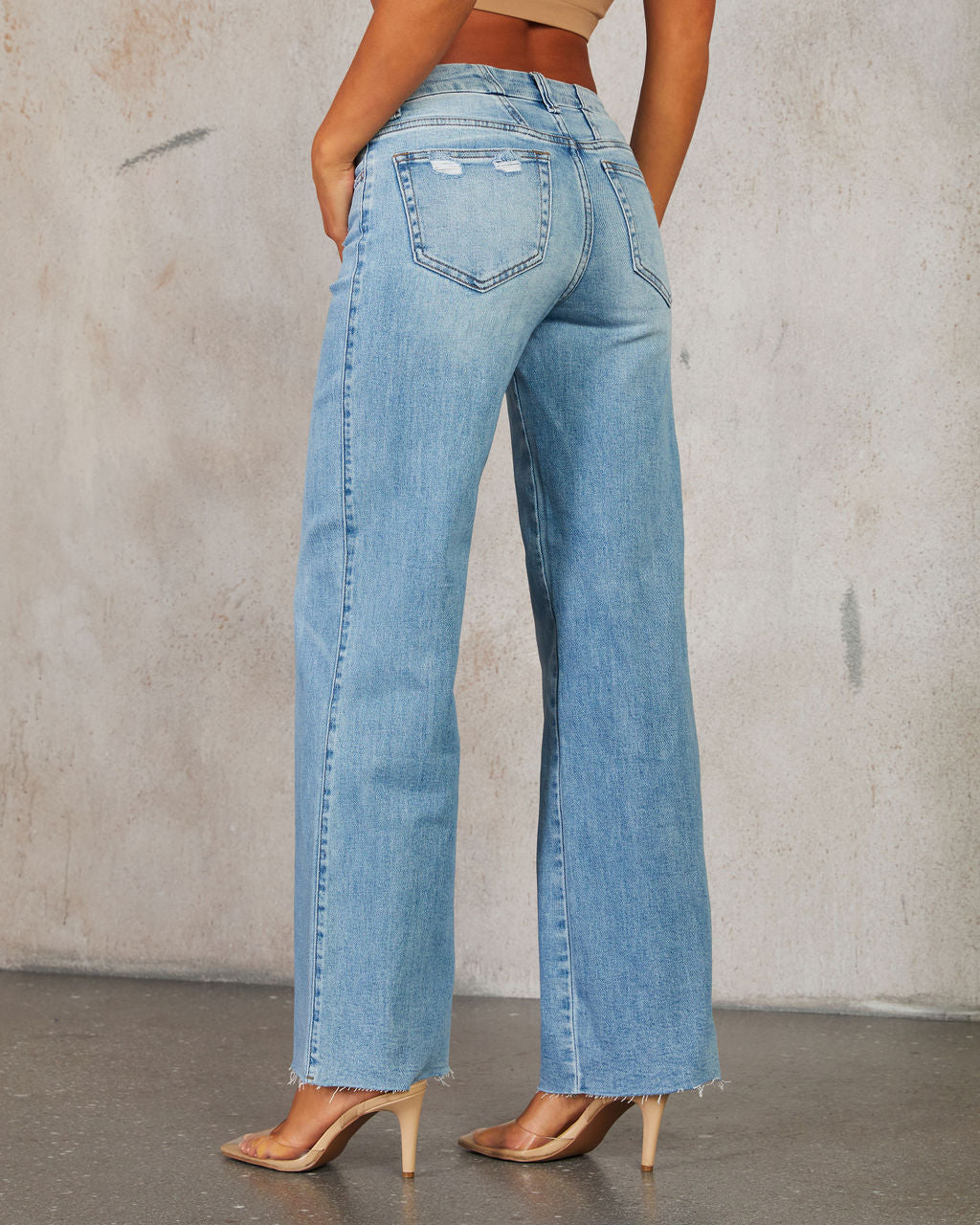 Ellison Stretch Mid Rise Wide Leg Jeans