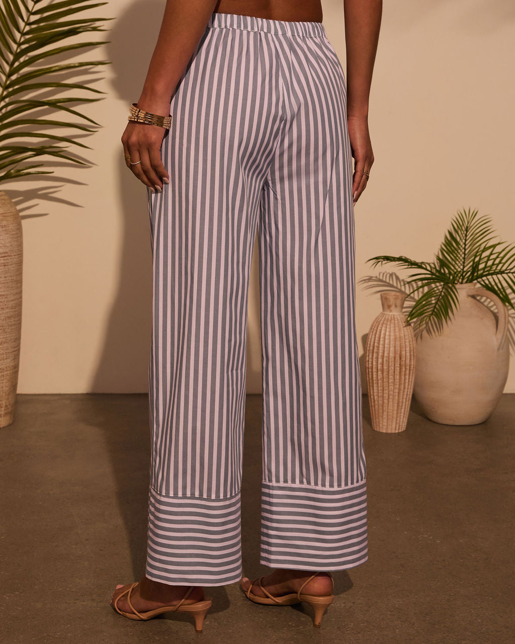 Jailen Striped Waist Tie Pants