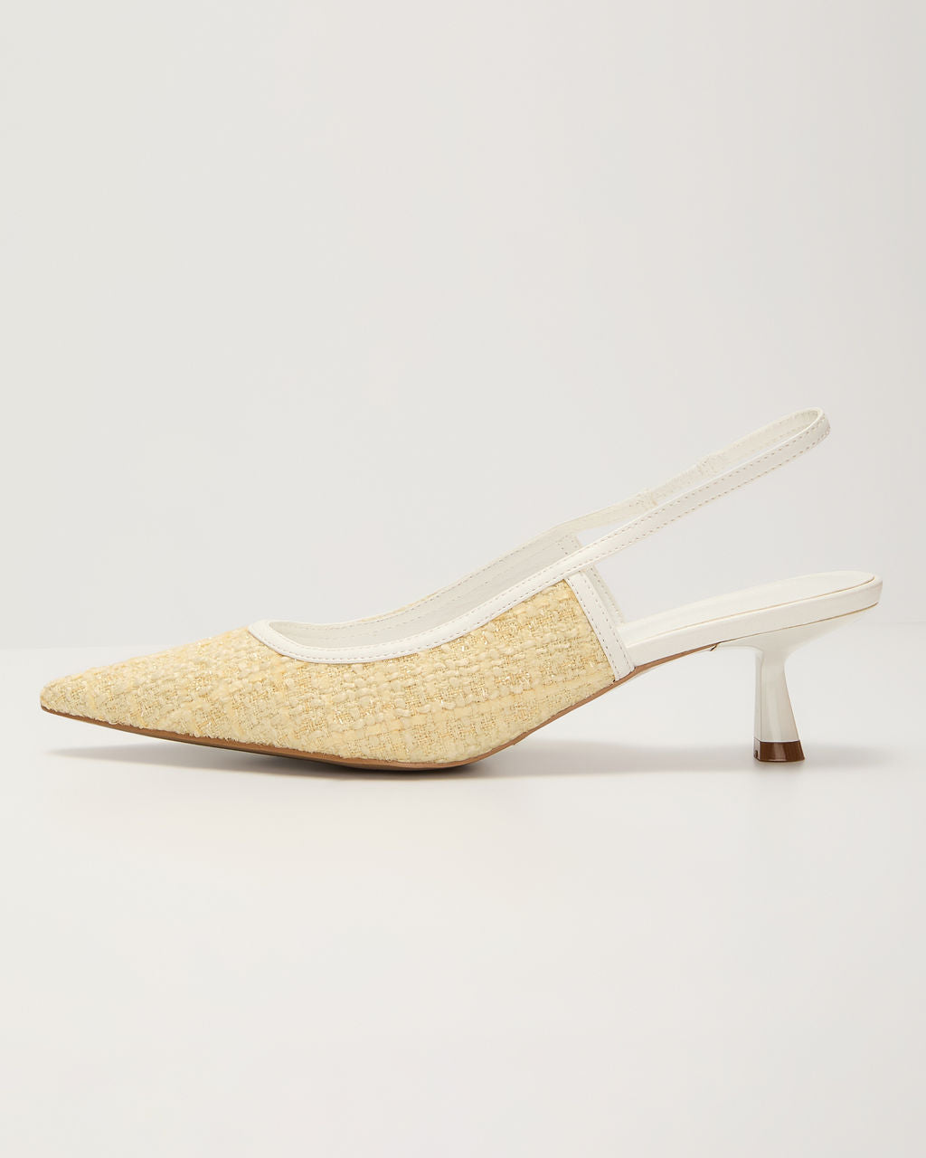 Poised Moment Tweed Slingback Kitten Heels