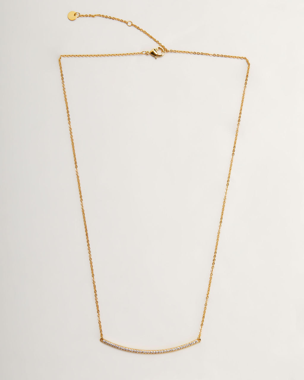Simple Bar 18k Gold Plated Rhinestone Necklace