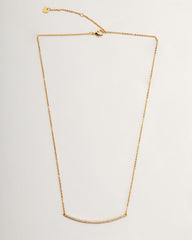 Simple Bar 18k Gold Plated Rhinestone Necklace