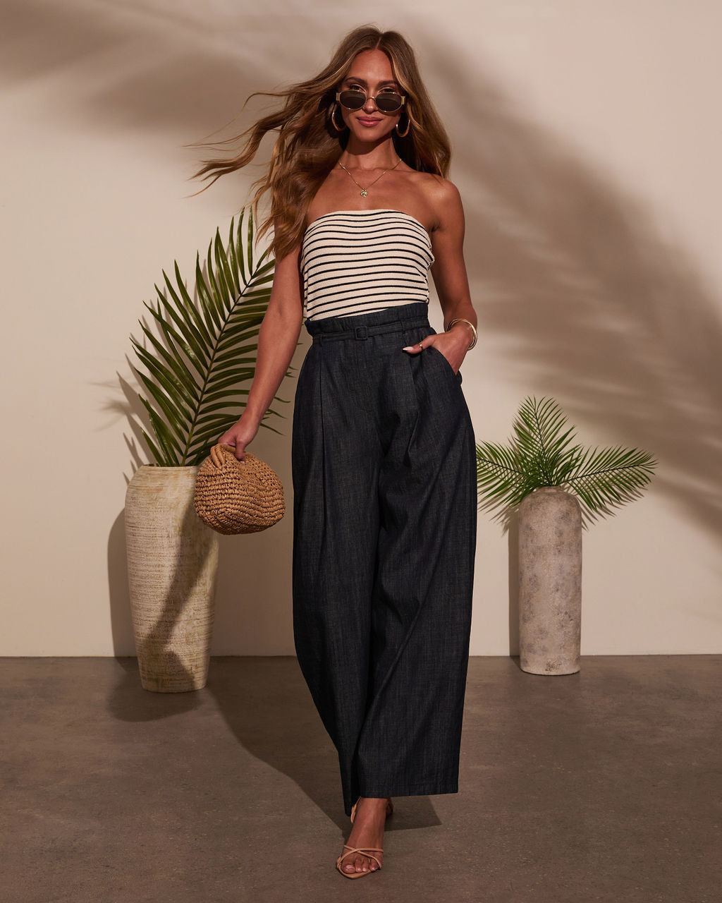 Jovanni Strapless Belted Jumpsuit