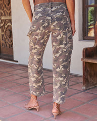 Rolend Super Stretch High Rise Barrel Leg Camo Jeans